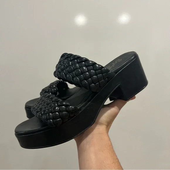 Anthropologie Seychelles Black Braided Platform Heeled Sandals - Picture 11 of 15